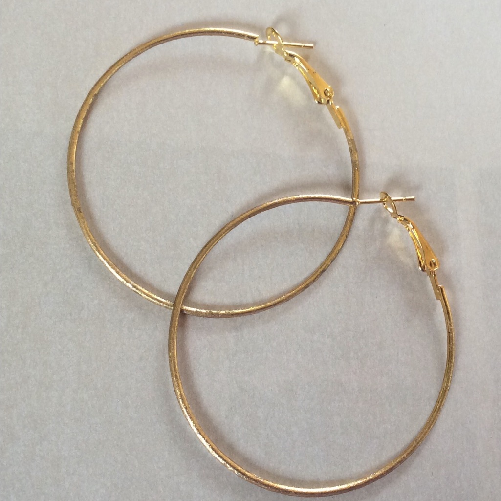 Circle Gold Finished Hoop Earrings New 7$